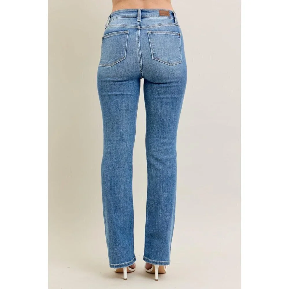 Women’s High Waist Bootcut Jeans Plus Size Contrast Wash Classic Style
